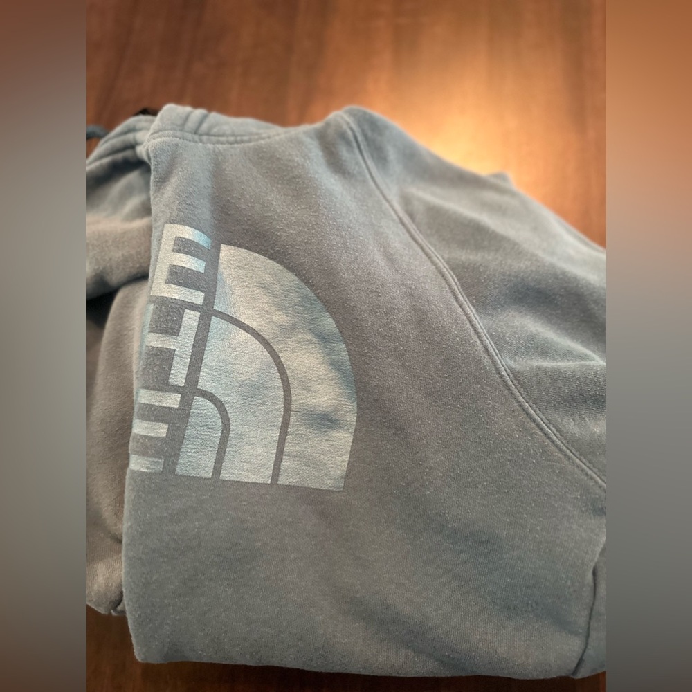 The North Face Sweatshirt Hoodie Women's S Long Sleeve Graphic Logo Pocket Blue - Picture 9 of 9